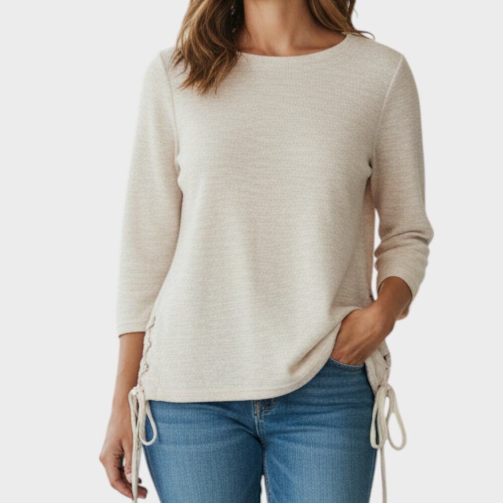 Jones New York Signature Small Pullover Waffle Knit Sweater Top Poly Cotton
